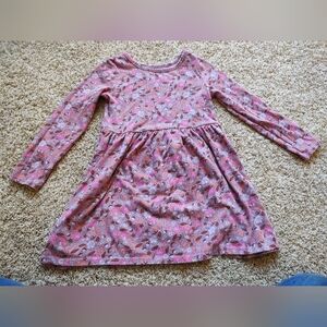Cat & Jack Toddler Girls Long-sleeved Knit Dress with floral pattern, size 5T.